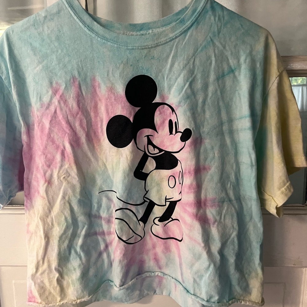 Disney Blue and Pink Mickey Mouse Short Sleeve Tee
